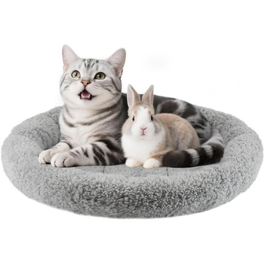 Round Cat Washable Cat Donut Bed with Non-Slip Bottom Comfortable Soft Pet